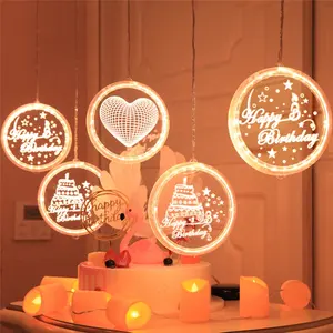 जन्मदिन मुबारक बैनर के नेतृत्व में दीपक 3D पर्दा रोशनी खिड़की फांसी वर्णमाला परी स्ट्रिंग प्रकाश के लिए जन्मदिन की पार्टी सजावट