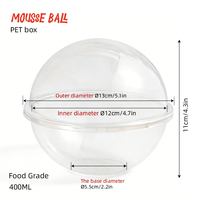 Boîtes d'emballage en plastique pour gâteaux jetables en PET, forme de boule, pour mousse, avec poignée portable en carton