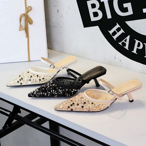 Tacchi per banchetti in rete Glitter moda nuova punta a punta <span class=keywords><strong>tacco</strong></span> basso 5CM maglia scava <span class=keywords><strong>scarpe</strong></span> da donna - Product Image 4