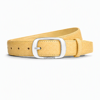 Ceinture en cuir personnalisée Carosung pour femme, motif Seigaiha jaune chic, avec boucle argentée