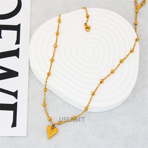 Popolare ultima moda semplice avanzata Versatile maglione gioielli donna clavicola personalità amore rosa collana in acciaio inox - Product Image 6