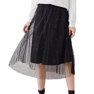 clothing factory girls black tulle skirt long adult tulle skirt