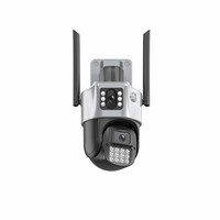 Caméra de surveillance extérieure intelligente P11 1080P à double vue WiFi/4G avec interphone vocal, double objectif, vision nocturne infrarouge et panoramique 360°