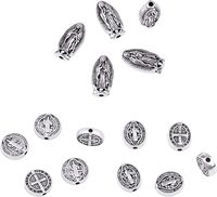 Perles de la vierge marie Antique, en argent et en or, de jésus, Saint bénett, médaillon, chapelet ample, perles d'espacement, breloques, 60 pièces