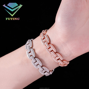Bracelet nez de cochon au design nouveau, diamant moissanite VVS, plaqué or, argent sterling 925, passe le testeur de diamant, certificat GRA, style hip-hop - Product Image 1