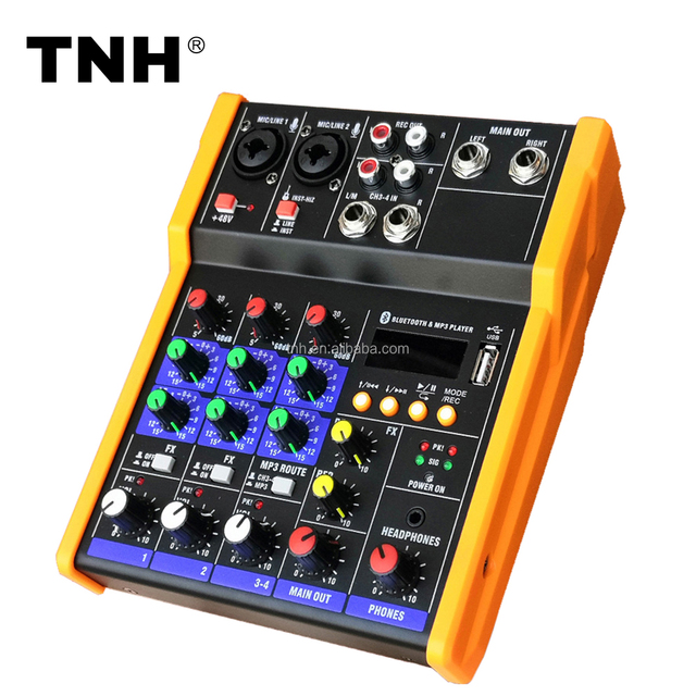 TNH MC-G4 Professional DJ Controller Mixer Digital Audio Sound Card Mixer 4 Channlel Mic/Line Audio Music Console Mixer