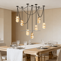 Lustre en albâtre naturel Wabi Sabi, forme empilée personnalisée, luminaire suspendu LED pour hôtel, salle à manger, éclairage de projet intérieur