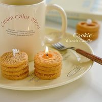 Bougie parfumée en forme de biscuits, bougie décorative en cire de soja à l'arôme de biscuits, pour la table, accessoire photo, anniversaire, méditation, soulagement, ambiance, yoga