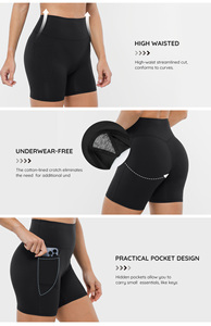 Vractive En gros Leggings courts de sport pour femmes, style cycliste, avec poches, taille élastique douce, respirants, pour la course - Product Image 3