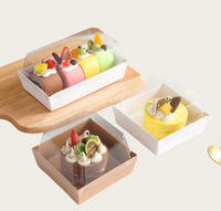 Boîte à gâteau en papier transparente blanche avec couvercle, personnalisable avec logo en relief, pour sandwichs au chocolat et aux fraises, de qualité alimentaire