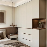 Ensemble de chambre à coucher en bois minimaliste moderne avec armoire de rangement intégrée, lit tatami, coffre de rangement, bureau pour la maison, l'école, la salle de sport