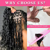 PerisModa 15A Extensiones de Cabello Trenzado Color Natural 100% Cabello Humano para Trenzas Boho Rizado Birmano Sin Trama Húmedo y Ondulado