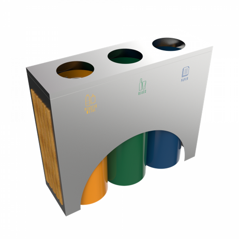 Modern Public Wholesale Station Street Park Outdoor Steel Wood Litter Waste Recycle Bin Commercial Trash Can