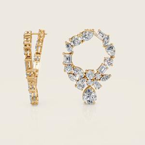 Pendientes de aro de diamantes multicorte con una combinación brillante de diamantes redondos de corte princesa y marquesa - Product Image 5