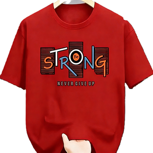 T-shirt con citazione motivazionale 'Be Strong <span class=keywords><strong>Never</strong></span> <span class=keywords><strong>Give</strong></span> <span class=keywords><strong>Up</strong></span>' / T-shirt in cotone oversize a maniche corte con tipografia ispiratrice 'Be Strong <span class=keywords><strong>Never</strong></span> <span class=keywords><strong>Give</strong></span> <span class=keywords><strong>Up</strong></span>' per streetwear e casual - Product Image 2