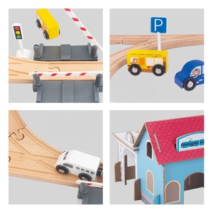 Happy Earth-Juego de vías de tren de madera para niños pequeños Juguetes educativos de construcción Slot Cars Racing Adventure Aprendizaje temprano Creativo 65PCS - Product Image 4