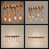 Suspension industrielle rustique en corde de chanvre et bambou, design moderne, blanc chaud, pour café, restaurant et salle à manger, marque Unitary