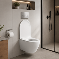 Ensemble WC mural blanc moderne, surface lisse, sanitaires pour villa, hôtel, lavabo