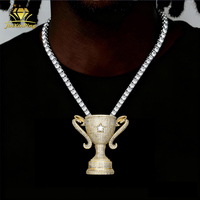 Pendentif pour homme personnalisé Hip-hop S925, motif de trophée de champion, moissanite VVS couleur D, plaqué or rhodié 14K/18K, pour soirée
