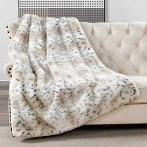 Snow Lynx Faux Fur <b>Throw</b> <b>Blanket</b>, 127X152CM, Luxury Soft Plush Cover for <b>Couch</b> Bed - Product Image 1