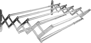 رف مناشف فولاذي مقاوم للصدأ قابل للتمديد والطي للتجفيف، يثبت على الحائط، 80 سم بـ 7 قضبان للحمام والشرفة والداخلي والخارجي - Product Image 2