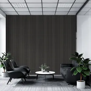 Fireproof Wall Decor Sound Absorbing Akupanel Wood Slatted Acoustic Panel For Hotel acoustic slat wall panels