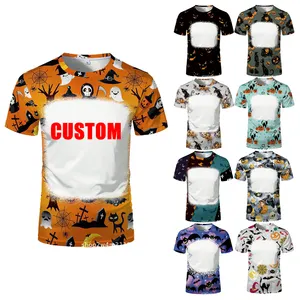 New Design Holiday Clothing Bleach Sublimation Shirt Sublimation Polyester Halloween Christmas T-shirt