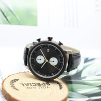 Nouvelle montre chronographe 2025 avec boîtier en bois foncé, cadran guilloché noir, deux sous-cadrans et aiguille chrono jaune néon