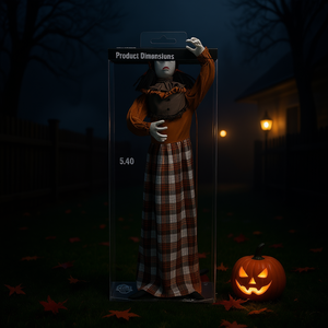 Bruja Animatrónica Terrorífica de 1.65m para Halloween con Cabeza Emergente, Activación por Botón de Sonido, Ojos Rojos Intermitentes y Sonido de Risas - Product Image 2