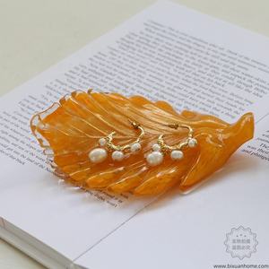 ביקססואן זכוכית מעופפת זרמה עלי מלאכה עלה צלחת תכשיטים מחזיק טבעת קטצ 'all קערה גלאם-אורגני - Product Image 6