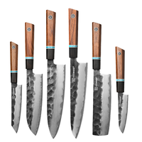 Ensemble de couteaux de chef faits à la main, lames en acier carbone, écologiques, poignées en bois ambidextres, étui en cuir, couteaux pliants professionnels