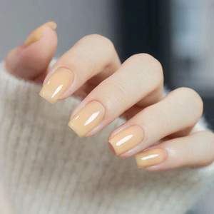 24 pièces/ensemble avec autocollant couverture complète faux ongles artificiels conseils d'art court carré solide presse sur les ongles - Product Image 4