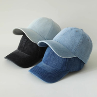 Gorra de Béisbol de Mezclilla Lavada, Estilo Vintage, Color Sólido, Ajustable, con Visera Curva, Unisex, Gorra Tipo Dad Hat, con Logotipo Personalizado Bordado, de Algodón y Mezclilla