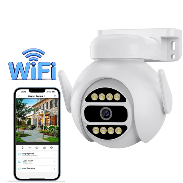 Qearim IP66 P2p Wifi Outdoor Ptz Camera 4K Colorful Night Vision Smart AI Auto Motion Tracking Cameras De Seguridad