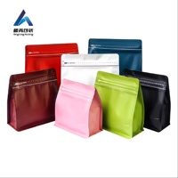 Sacs refermables à fond plat avec fermeture éclair, personnalisés, 100g, 250g, 500g, 1kg, pour café en grains, aliments, en-cas