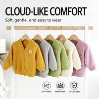 Cardigan en coton à col en V et simple boutonnage pour bébés garçons et filles, adorable haut tricoté chic pour le printemps et l'automne