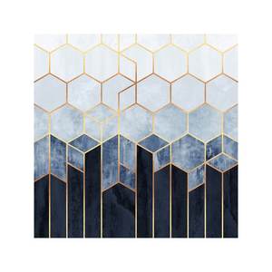 Stampa Artistica Personalizzata per Hotel, Frattali Astratti Geometrici, Esagoni Blu 'Soft Blue Hexagons' di Elisabeth Fredriksson - Product Image 1