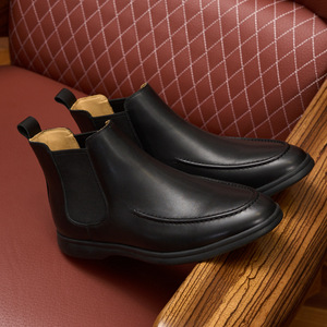 Bottines Chelsea en daim de mouton véritable pour homme, style britannique décontracté, polyvalentes, à tige haute, rétro - Product Image 3