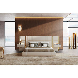Cama Master de Luxo Moderna em Madeira Macia de Alta Qualidade para Vila, com Cabeceira Alta, Armazenamento Extensível e Modular para Casa e Hotel - Product Image 3