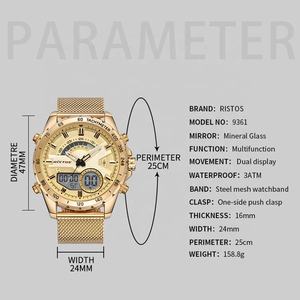 Montres mécaniques RISTOS étanches avec logo personnalisé, montre pour homme, affichage multifonctionnel, design masculin, montre de luxe tendance - Product Image 4