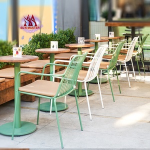 Muebles de cafetería comercial al aire libre, sillas de comedor de Metal, mesas de restaurante, Hotel, silla apilable de jardín de alambre de hierro industrial - Product Image 2