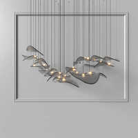 Lustre LED en verre incurvé en forme d'aile de lotus, grand luminaire moderne personnalisé pour hall d'hôtel et villa, décoration de plafond