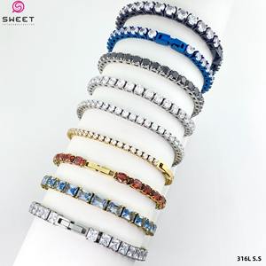 패션 316L 스테인레스 스틸 테니스 지르콘 체인 팔찌 쥬얼리 체인 웨딩 <span class=keywords><strong>CZ</strong></span> 남성용 여성용 - Product Image 1