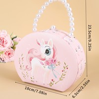 Organisateur de bijoux pour enfants au design mignon de licorne, sur le thème de la princesse, boîte de rangement pour accessoires de cheveux délicats, boîte de rangement pour pinces à cheveux, boîte cadeau d'anniversaire