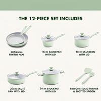Ensemble de casseroles en céramique saines et antiadhésives, ensemble de 12 pièces, casseroles et poêles, passe au lave-vaisselle, poignée confortable.