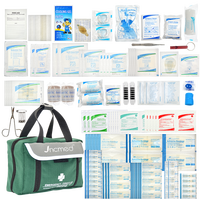 Trousse de premiers secours JCMED verte avec bandes réfléchissantes, trousse de premiers secours de survie avec fournitures médicales d'urgence essentielles