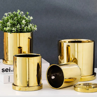 Pots de plantes de jardinière modernes, pot de fleurs en céramique or, pot de fleurs d'intérieur et d'extérieur, décoration de la maison