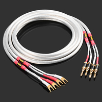 Cable de Audio para Altavoces de Alta Gama, Chapado en Plata OCC, con Conector Banana de Fibra de Carbono para Sistemas de Alta Fidelidad y Micrófonos