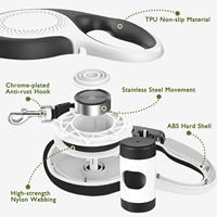Laisse rétractable robuste pour chien avec distributeur de sacs à excréments, laisse pour animaux de compagnie écologique certifiée CE RoHS pour chiens de petite et grande taille