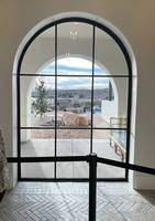 Puertas de vidrio de hierro y acero de metal de estilo francés Diseño de puertas y ventanas de vidrio de arco
